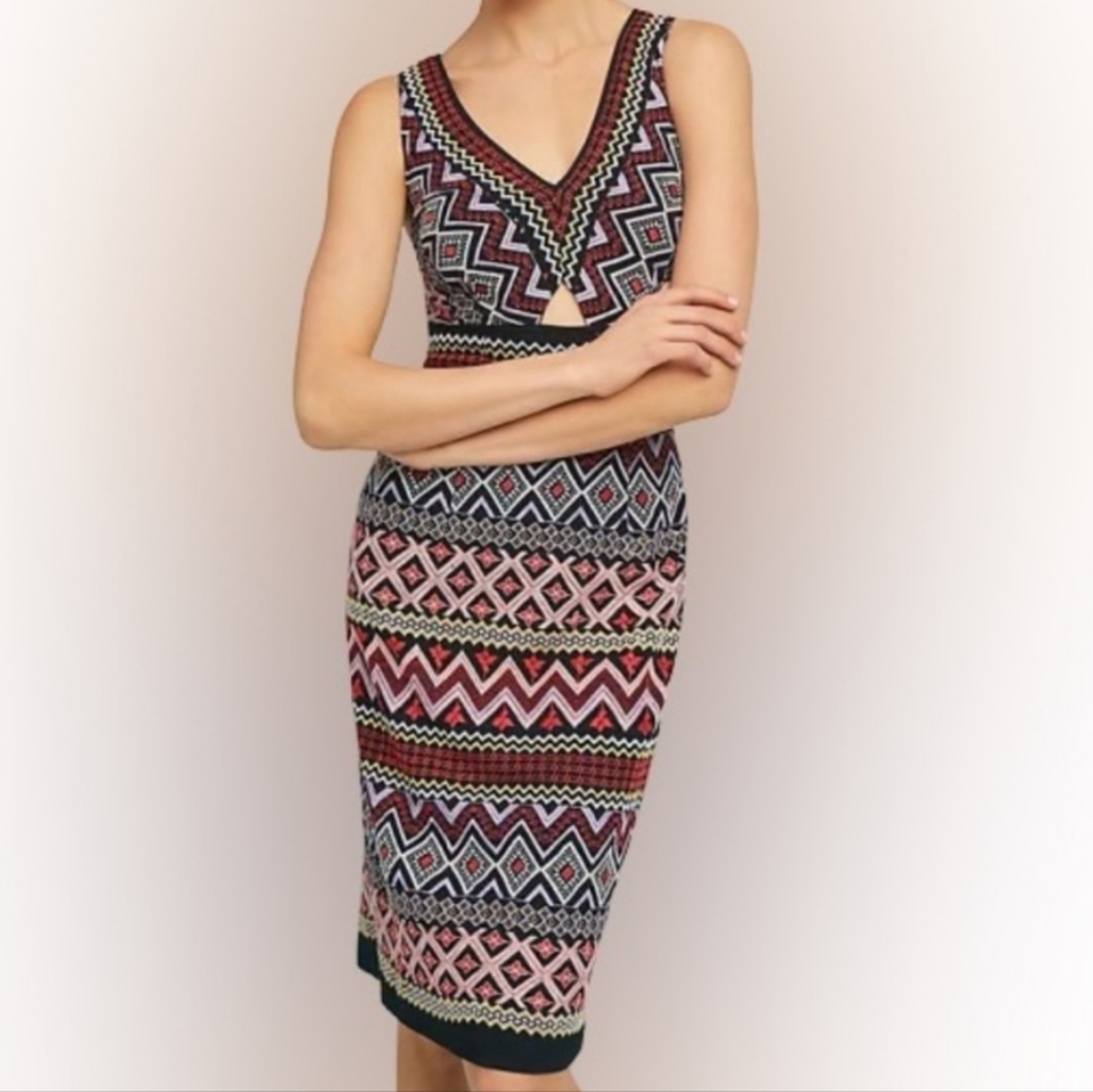 Anthropologie Akemi + Kin Boho Western Embroidered V Neck Sleeveless Bodycon 0